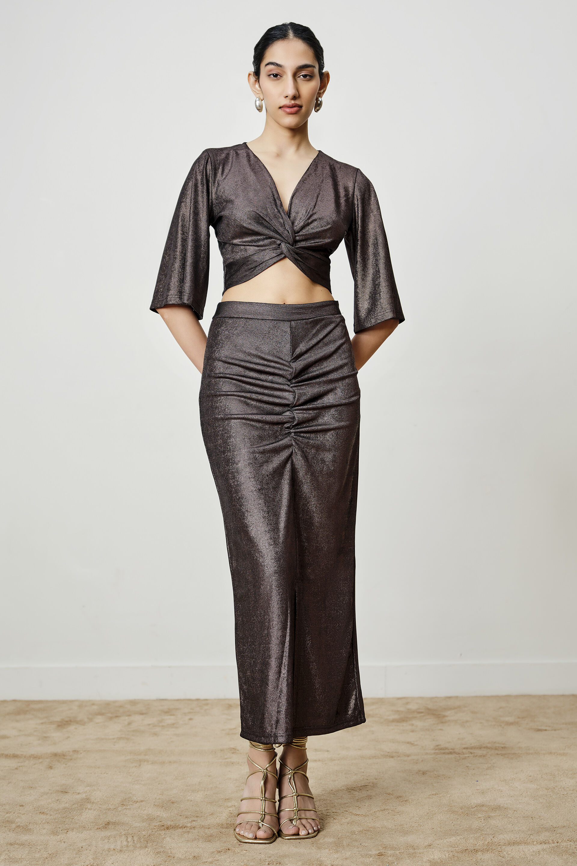 Panther Black Knitted Skirt Set, Black, image 1